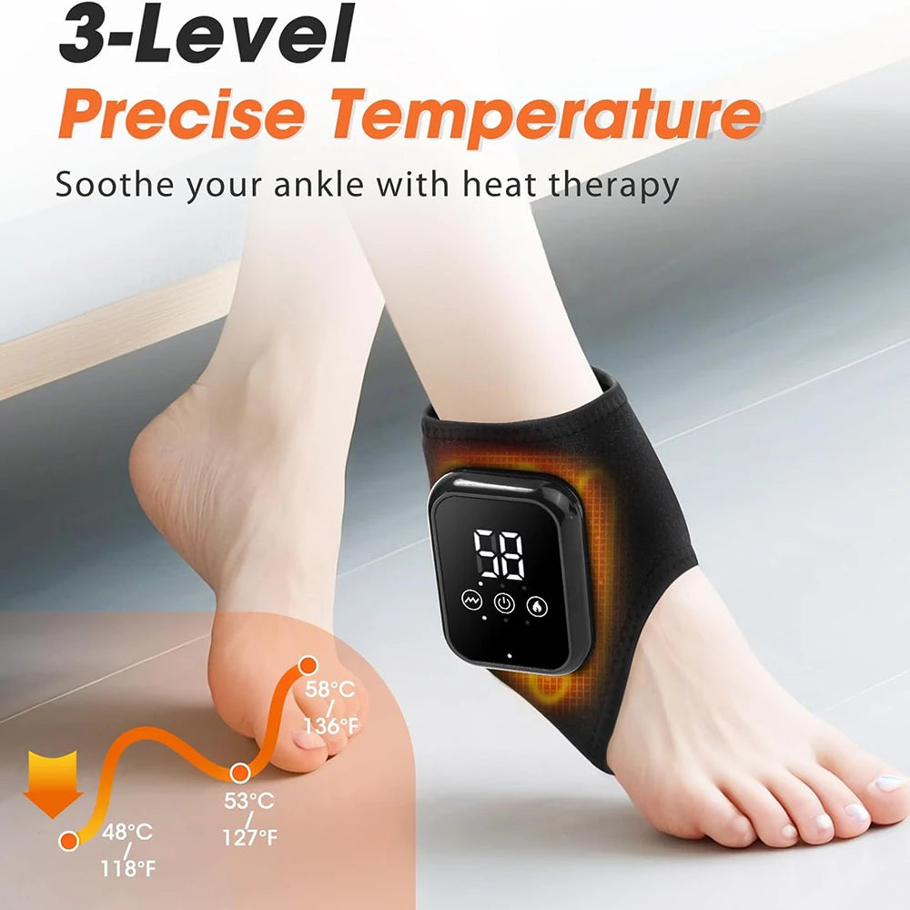 Rechargeable Heated Ankle Wraps with Vibration – 2-Piece Set