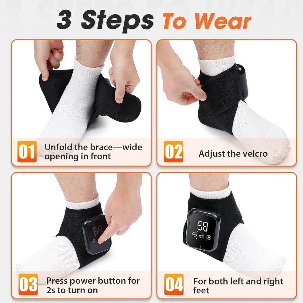 Rechargeable Heated Ankle Wraps with Vibration – 2-Piece Set