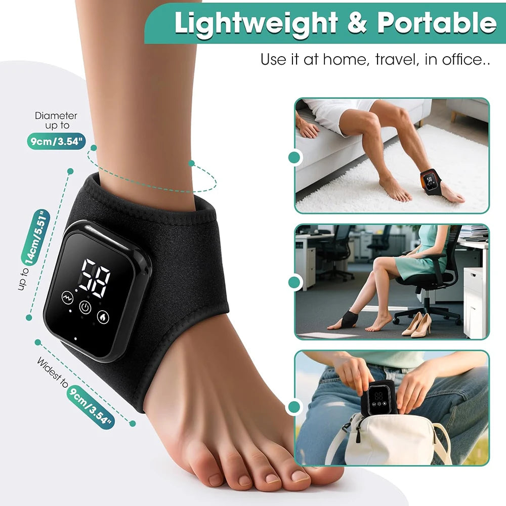 Rechargeable Heated Ankle Wraps with Vibration – 2-Piece Set