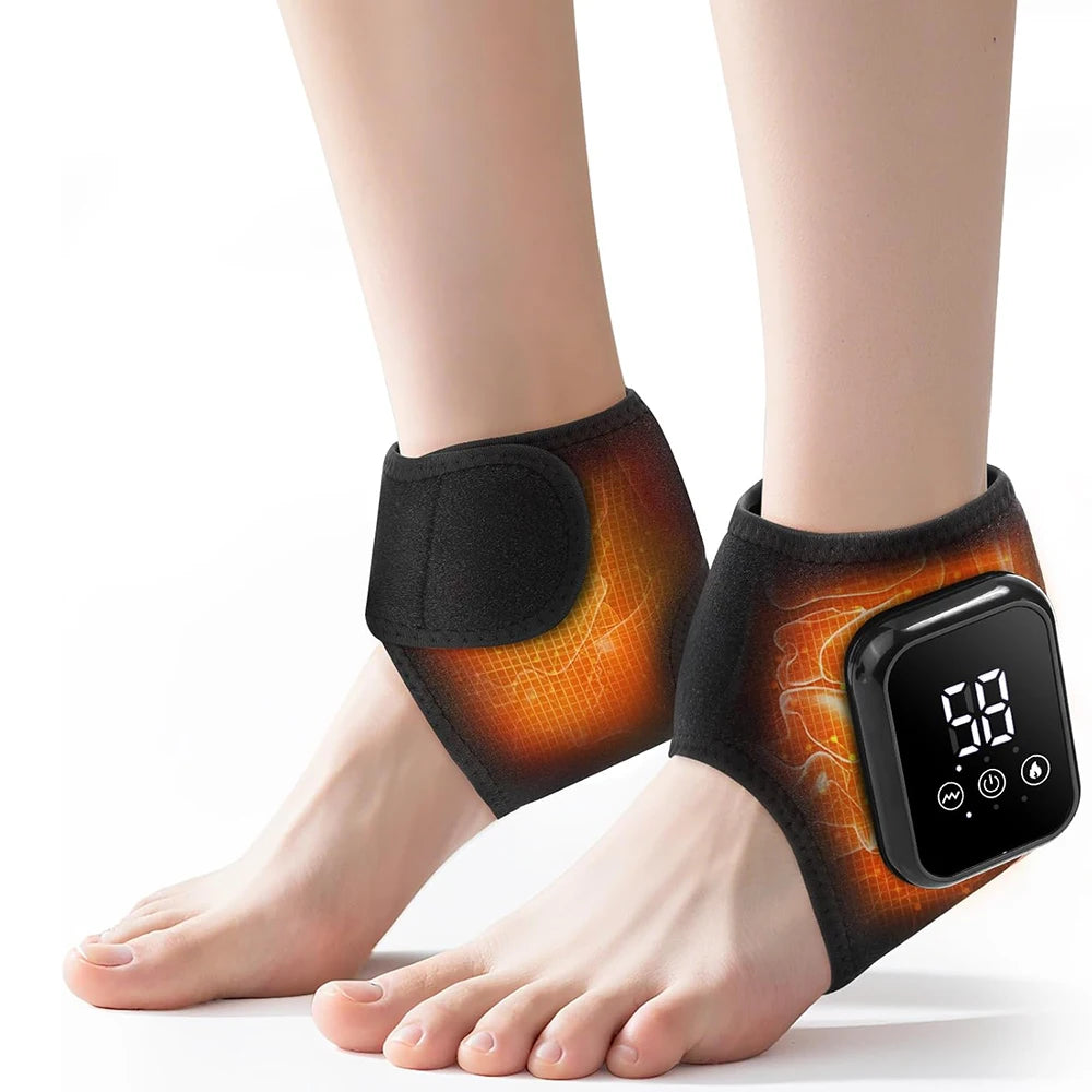 Rechargeable Heated Ankle Wraps with Vibration – 2-Piece Set