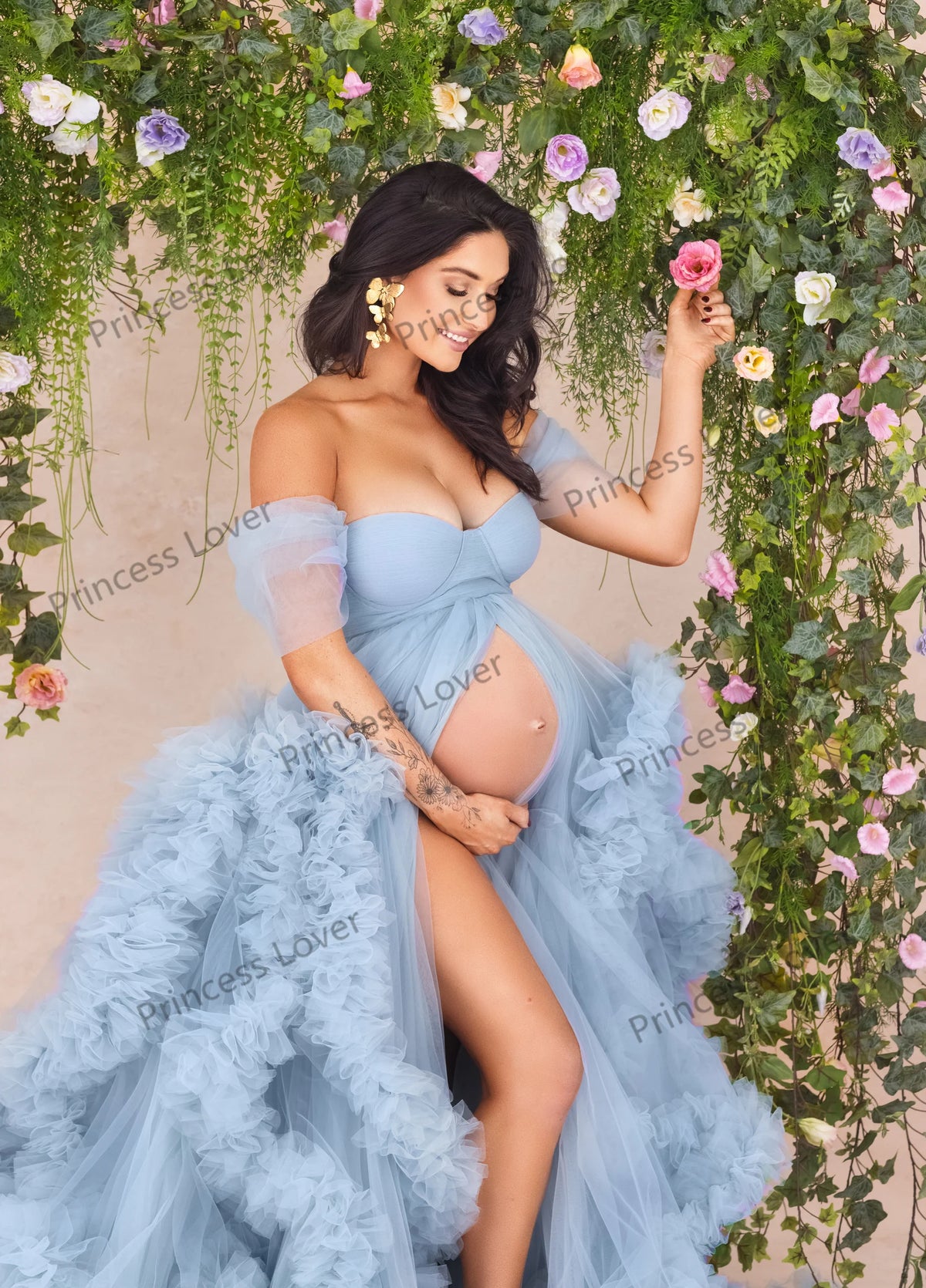 Tiered Tulle Off-Shoulder Prom Dress