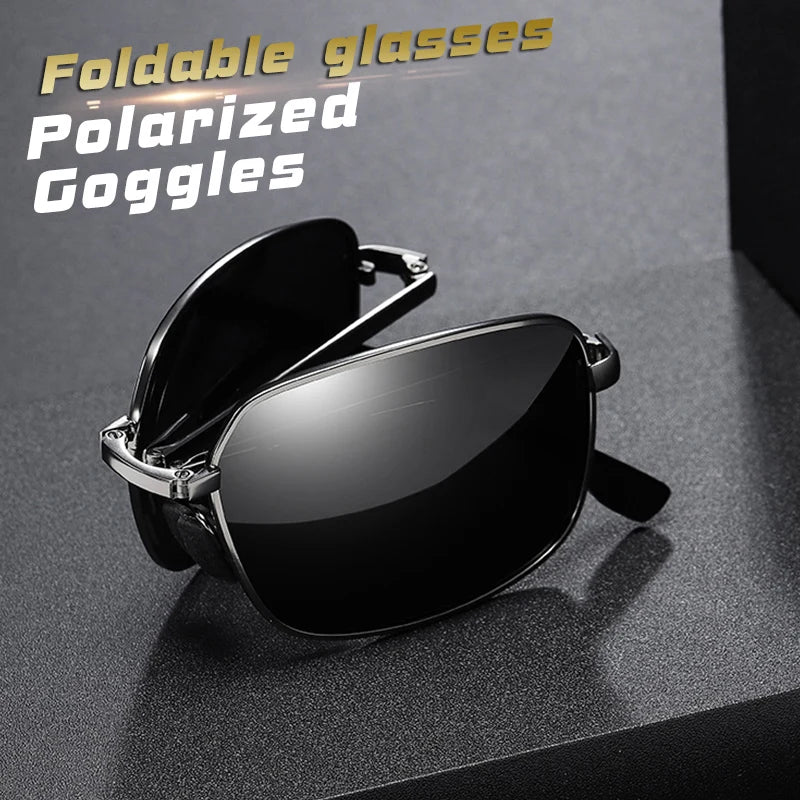 Rectangular Folding Alloy-Frame Sunglasses