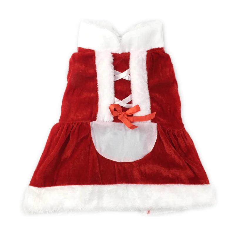 Santa Christmas Pet Outfit – Hooded Coat & Dress Options