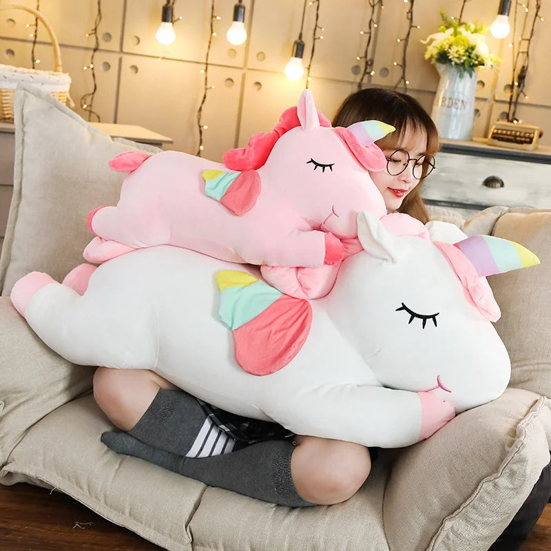 Soft Unicorn Plush – White or Pink, 25–100 cm
