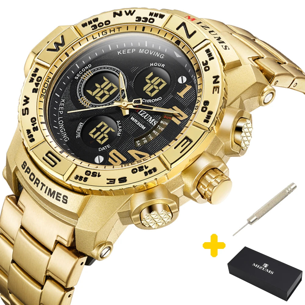 Men's Analog-Digital Sport Watch with Steel Bracelet