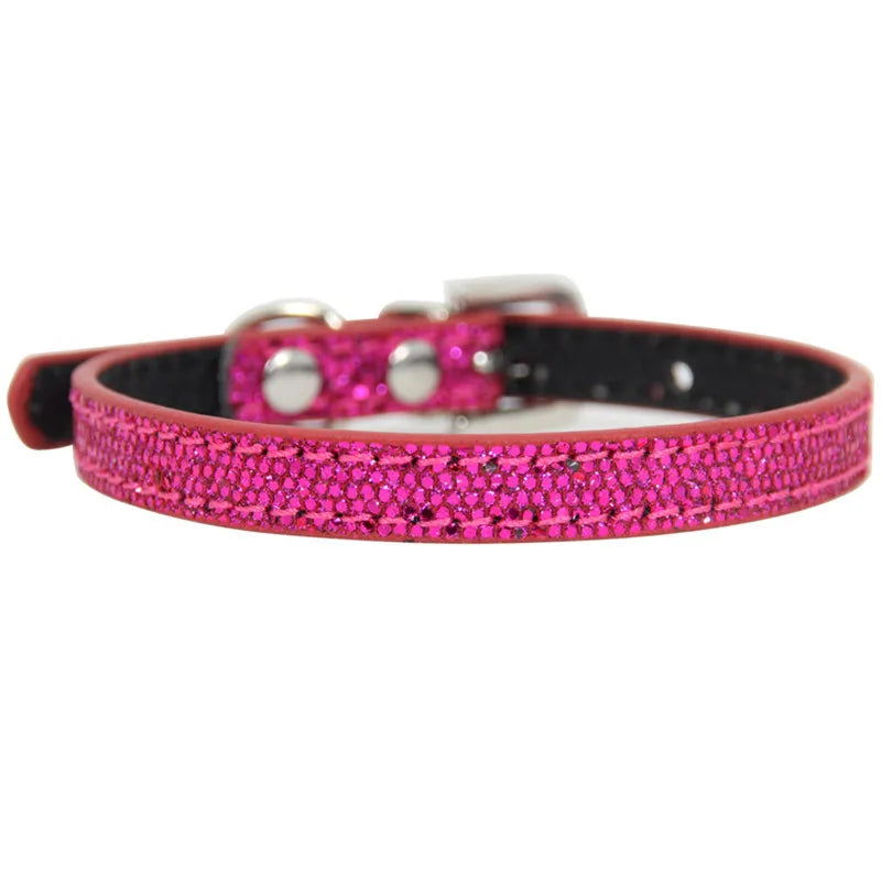 Adjustable Pet Collars – Plain, Glitter & Rhinestone Styles