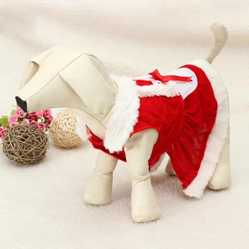 Santa Christmas Pet Outfit – Hooded Coat & Dress Options