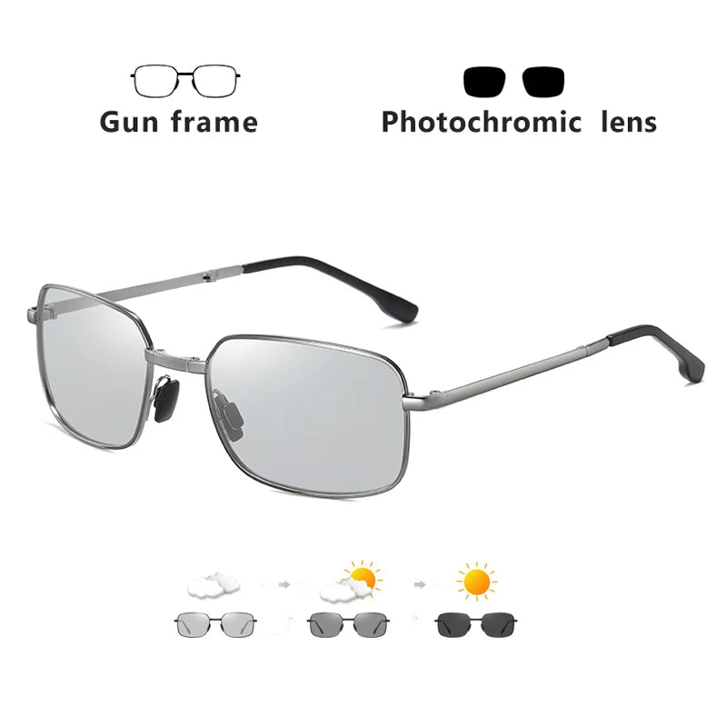 Rectangular Folding Alloy-Frame Sunglasses