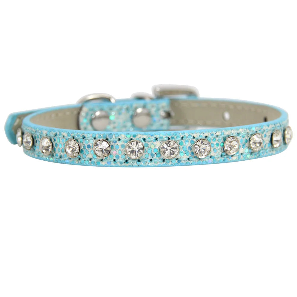 Adjustable Pet Collars – Plain, Glitter & Rhinestone Styles