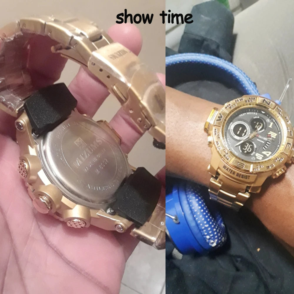Men's Analog-Digital Sport Watch with Steel Bracelet