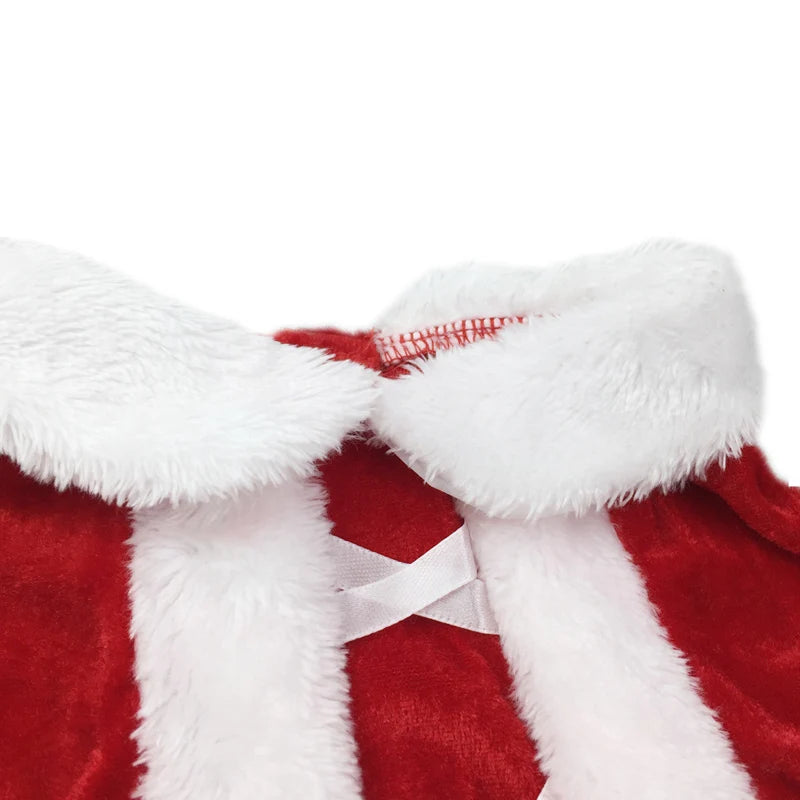 Santa Christmas Pet Outfit – Hooded Coat & Dress Options