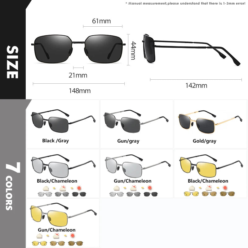 Rectangular Folding Alloy-Frame Sunglasses