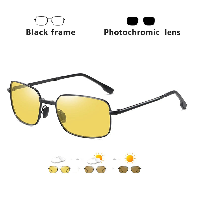 Rectangular Folding Alloy-Frame Sunglasses
