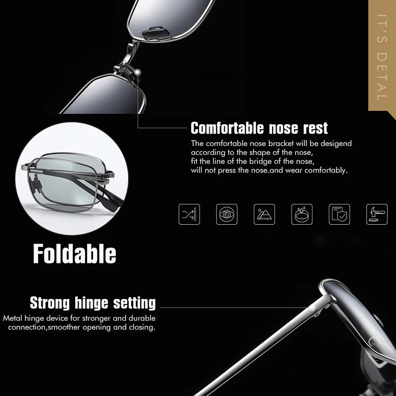 Rectangular Folding Alloy-Frame Sunglasses