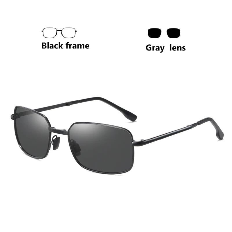 Rectangular Folding Alloy-Frame Sunglasses