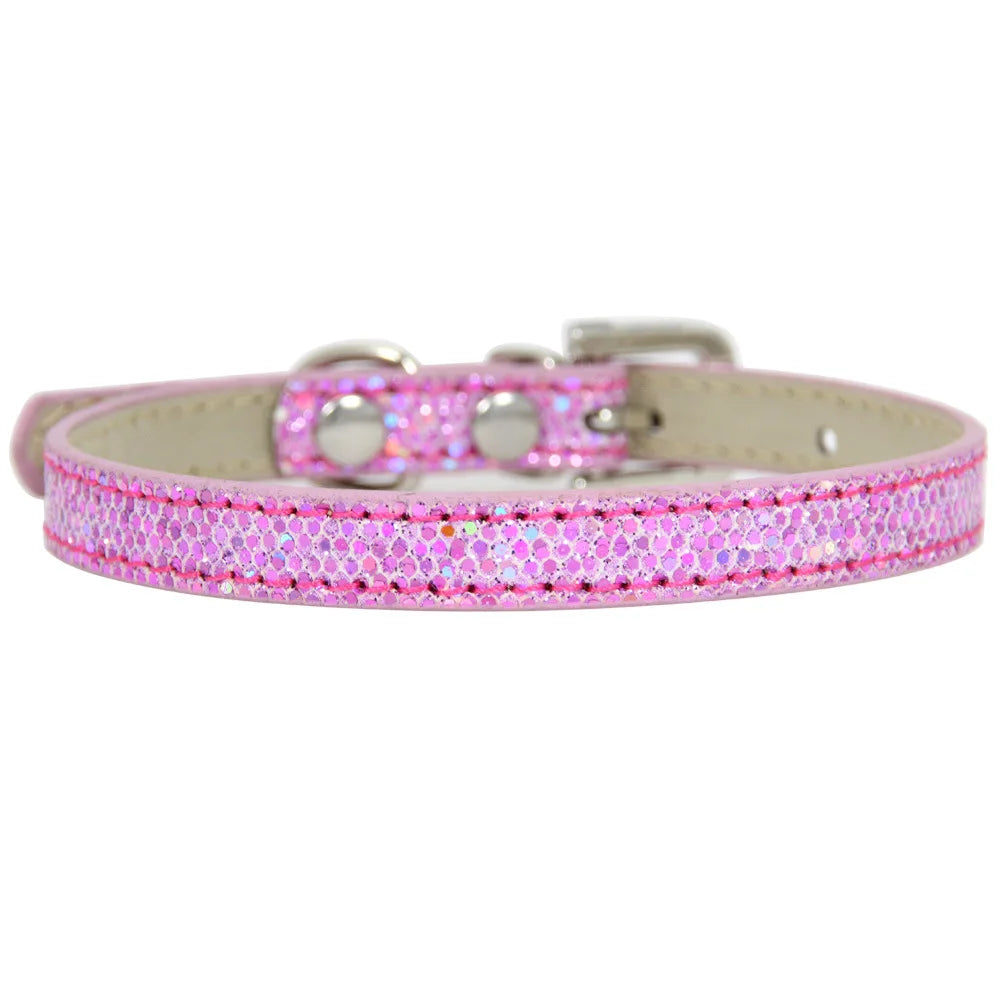 Adjustable Pet Collars – Plain, Glitter & Rhinestone Styles