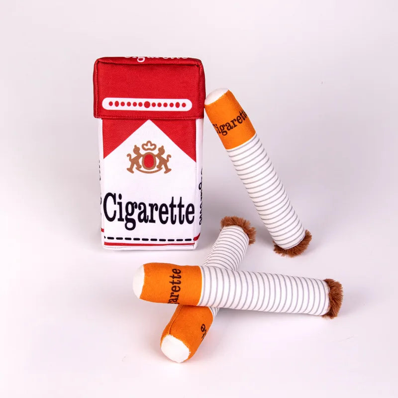 Novelty Cigarette-Box Plush Dog Toy – Set or Single Piece
