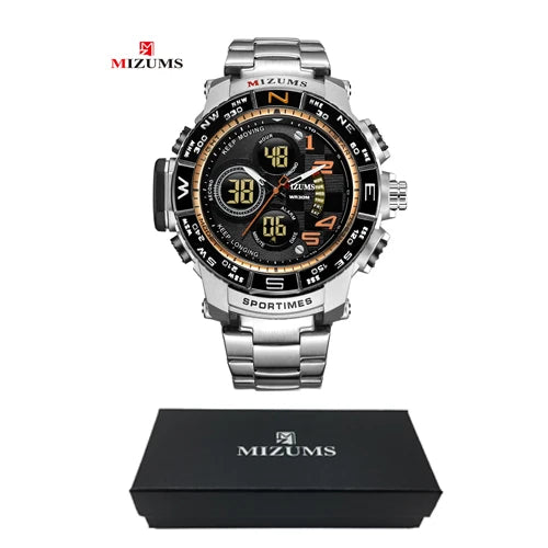 Men's Analog-Digital Sport Watch with Steel Bracelet