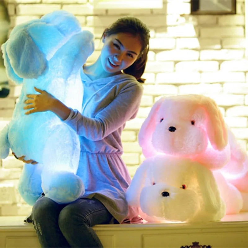 LED Light-Up Dog Plush – Pink, White or Blue