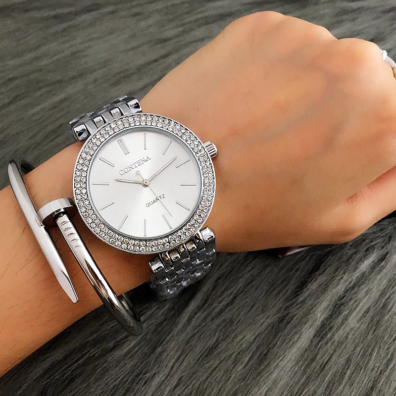 CONTENA Women's Rhinestone Quartz Bracelet Watch