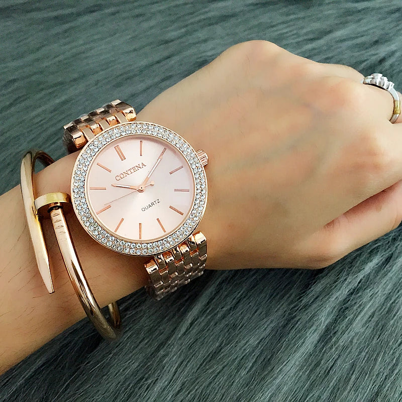 CONTENA Women's Rhinestone Quartz Bracelet Watch