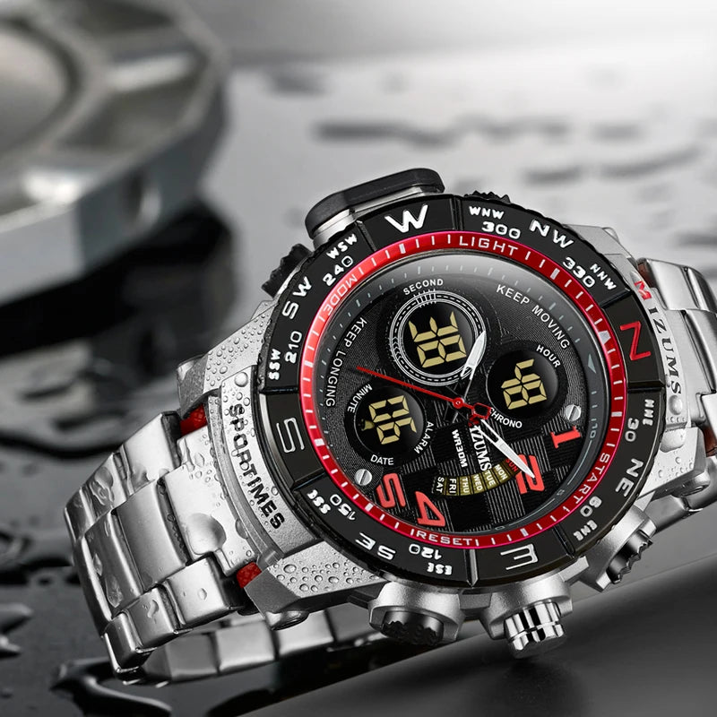 Men's Analog-Digital Sport Watch with Steel Bracelet
