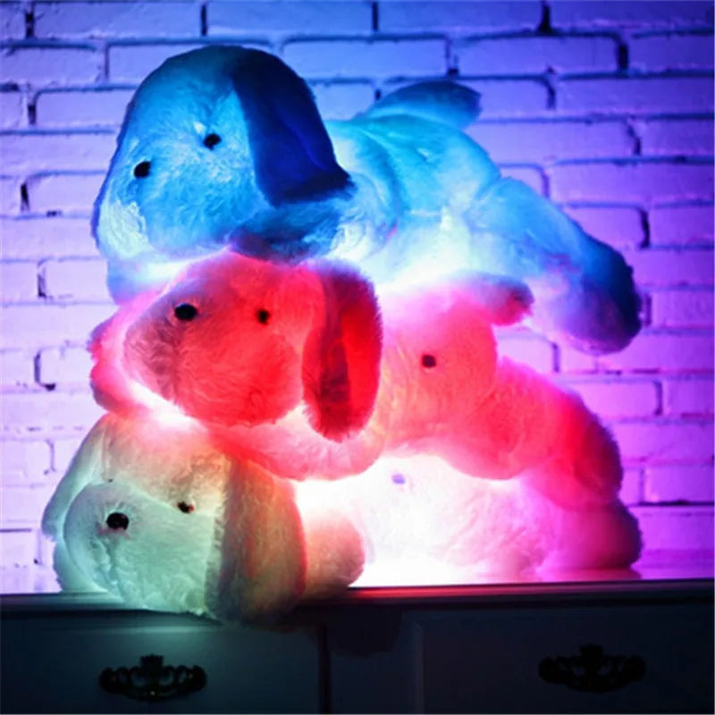 LED Light-Up Dog Plush – Pink, White or Blue