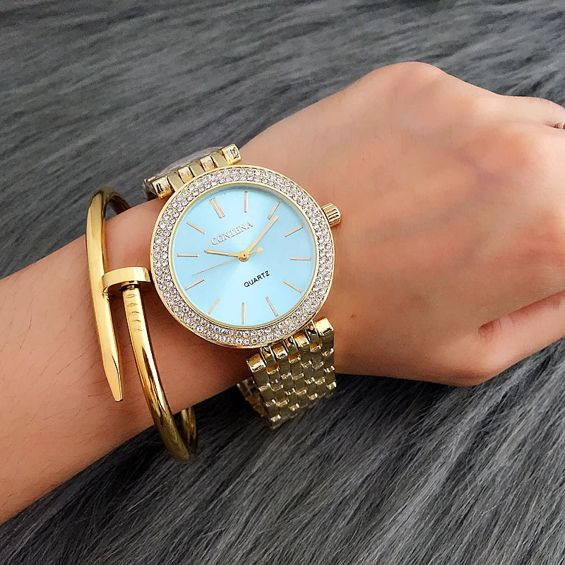 CONTENA Women's Rhinestone Quartz Bracelet Watch