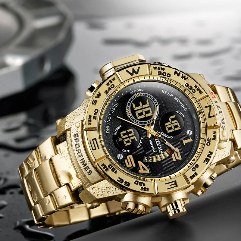 Men's Analog-Digital Sport Watch with Steel Bracelet