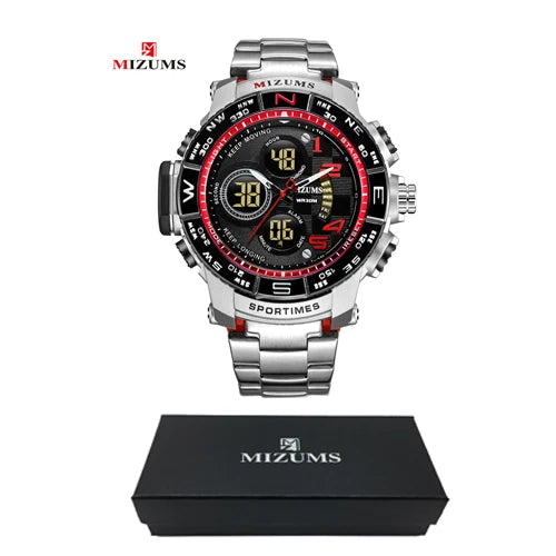 Men's Analog-Digital Sport Watch with Steel Bracelet