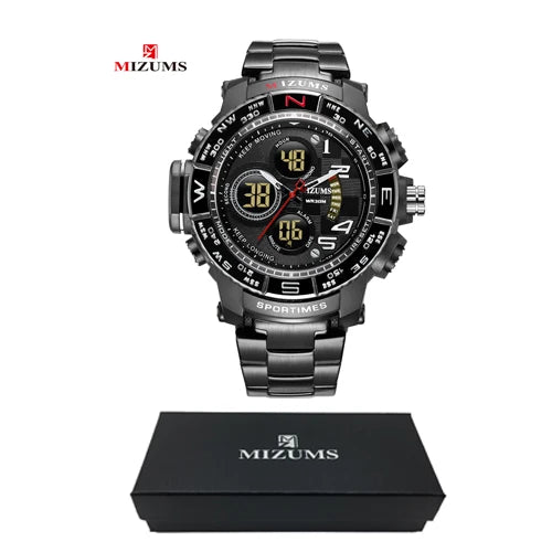 Men's Analog-Digital Sport Watch with Steel Bracelet