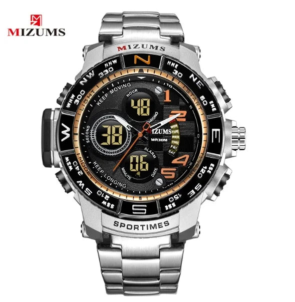 Men's Analog-Digital Sport Watch with Steel Bracelet