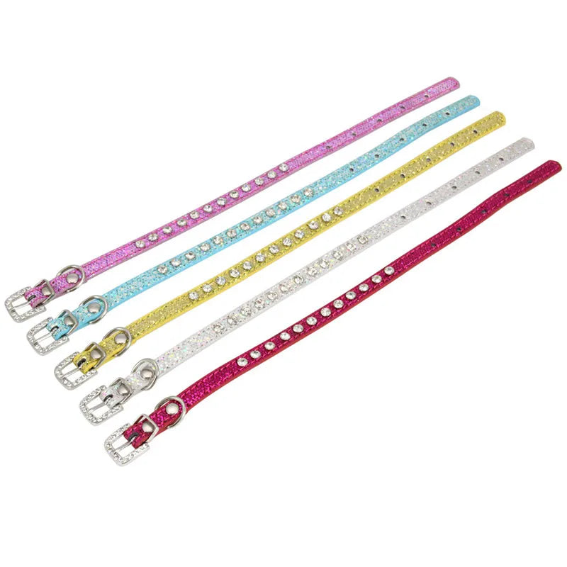 Adjustable Pet Collars – Plain, Glitter & Rhinestone Styles
