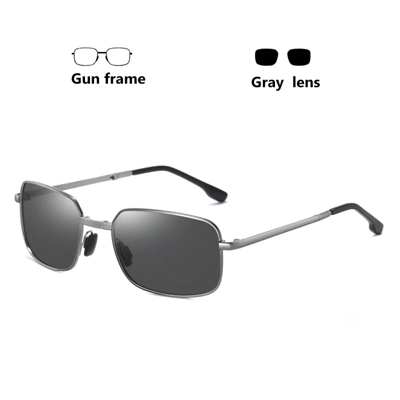 Rectangular Folding Alloy-Frame Sunglasses
