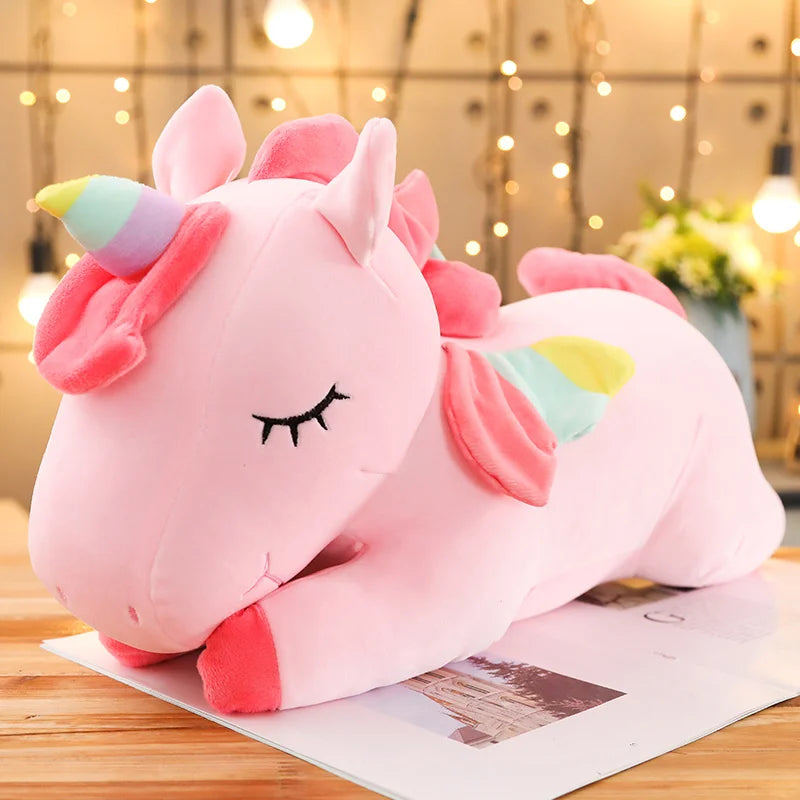 Soft Unicorn Plush – White or Pink, 25–100 cm