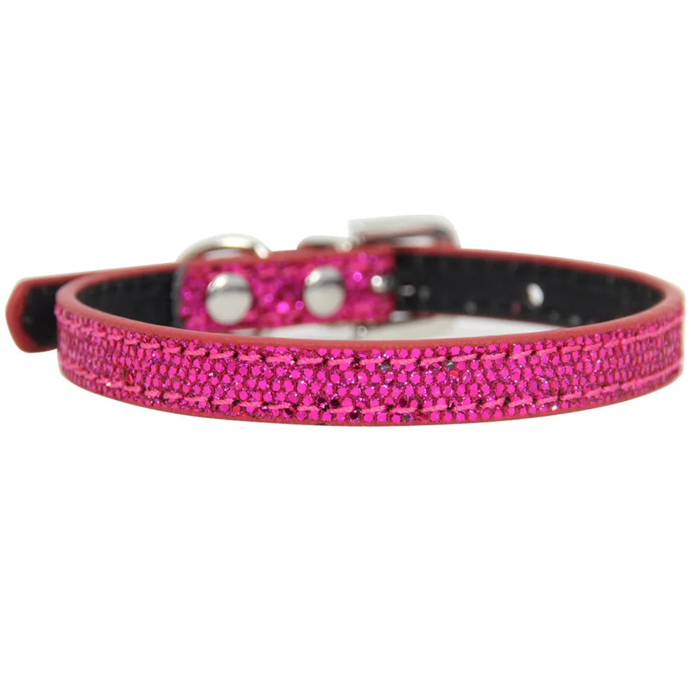 Adjustable Pet Collars – Plain, Glitter & Rhinestone Styles