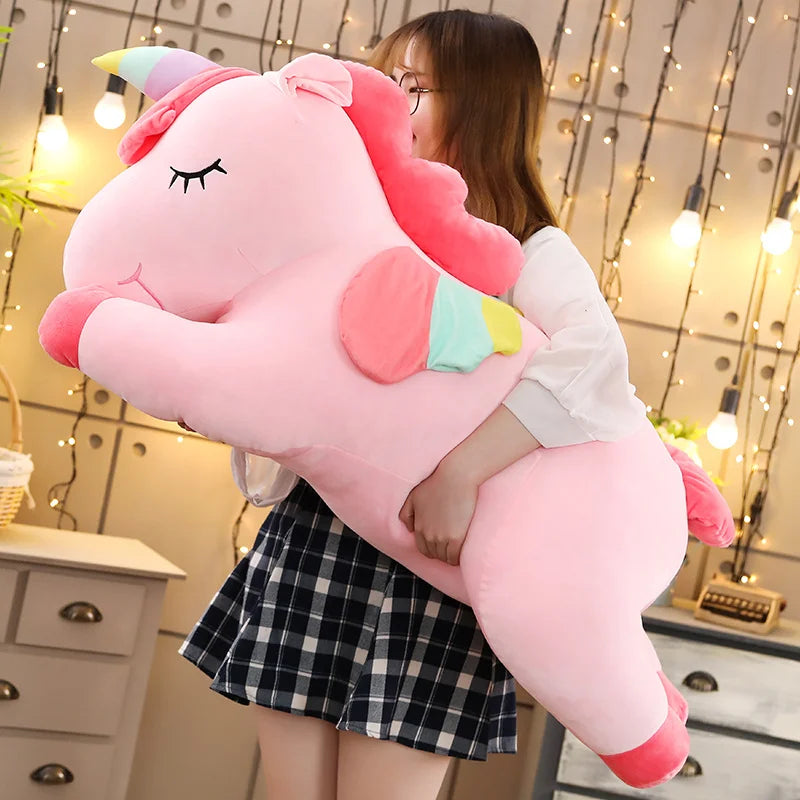 Soft Unicorn Plush – White or Pink, 25–100 cm