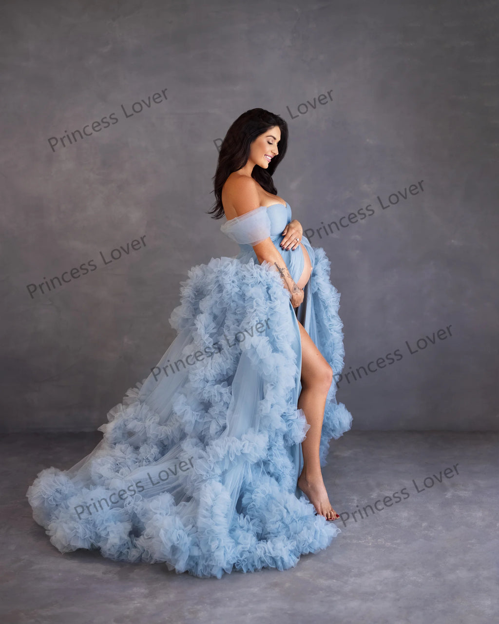 Tiered Tulle Off-Shoulder Prom Dress