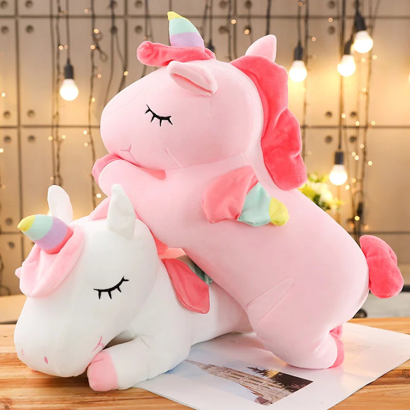 Soft Unicorn Plush – White or Pink, 25–100 cm