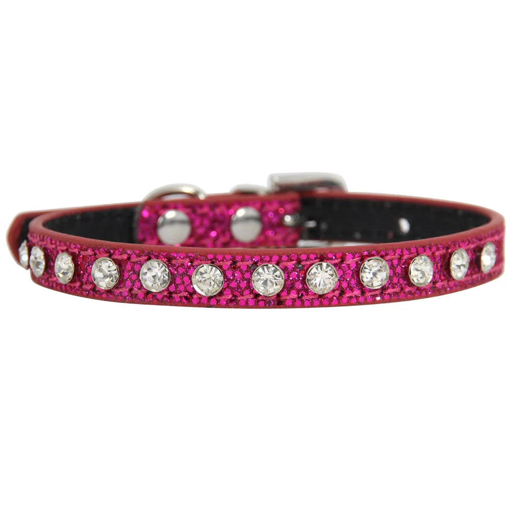 Adjustable Pet Collars – Plain, Glitter & Rhinestone Styles
