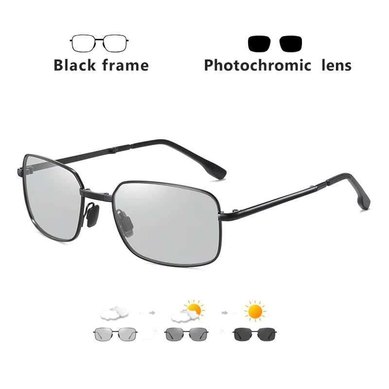 Rectangular Folding Alloy-Frame Sunglasses