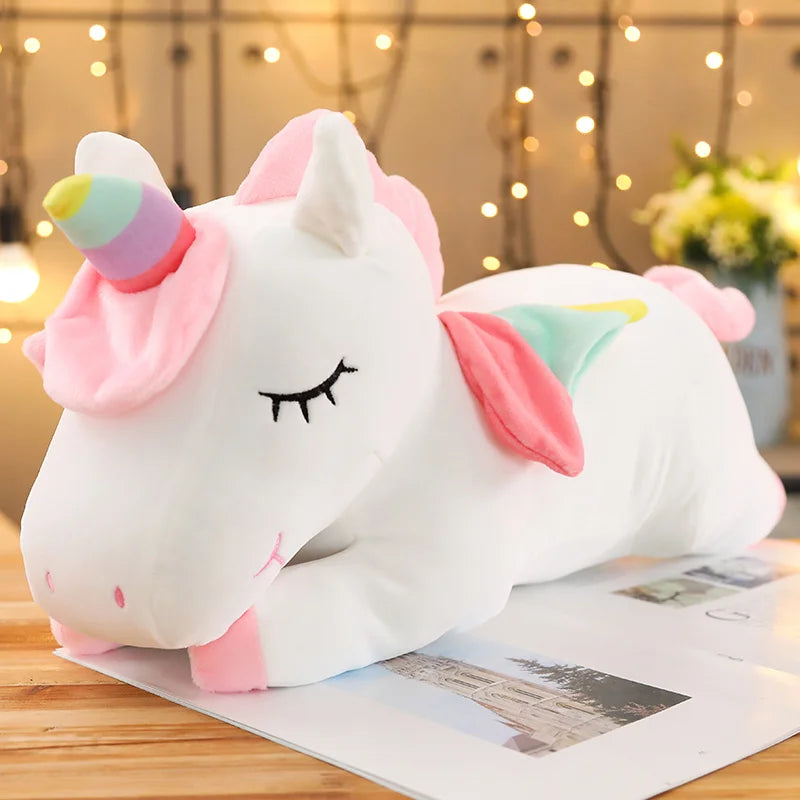 Soft Unicorn Plush – White or Pink, 25–100 cm
