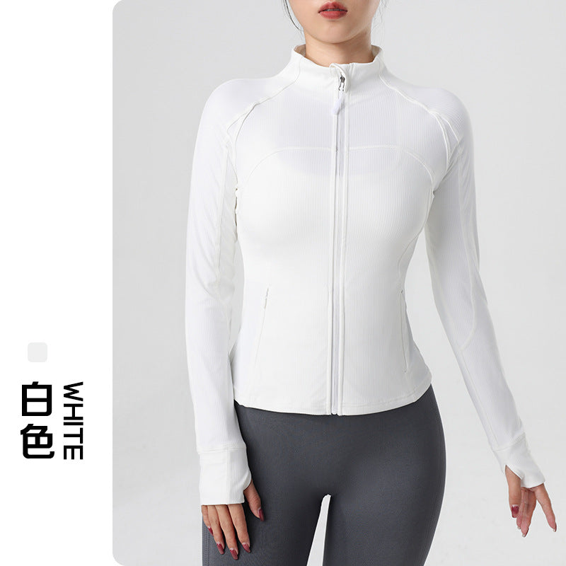 Women’s Ribbed Long-Sleeve Zip-Front Activewear Jacket