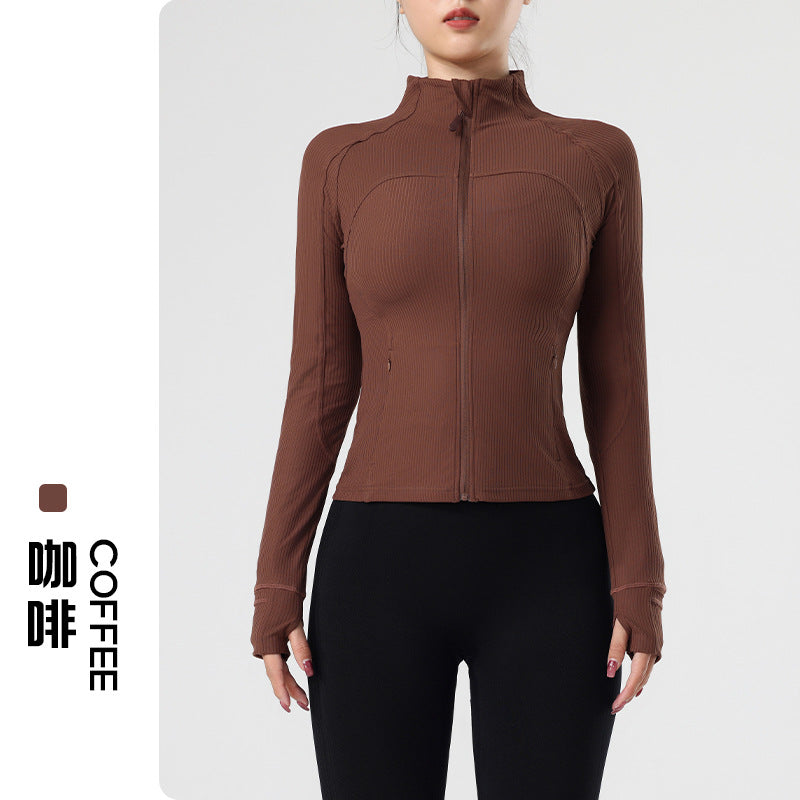 Women’s Ribbed Long-Sleeve Zip-Front Activewear Jacket