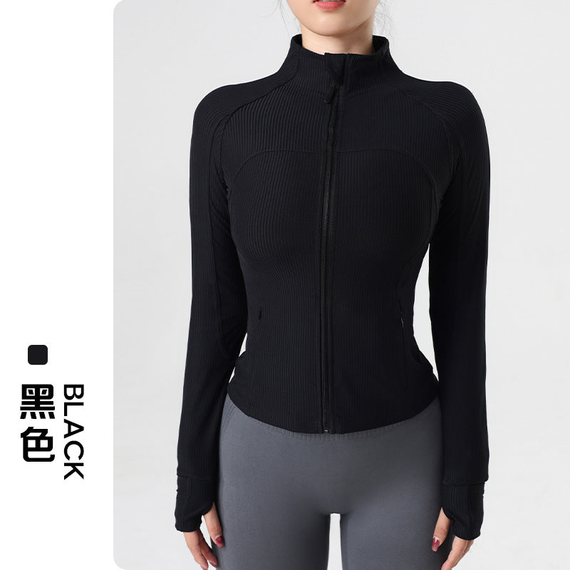 Women’s Ribbed Long-Sleeve Zip-Front Activewear Jacket