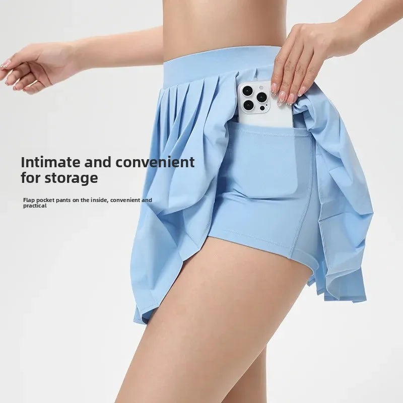 Women’s High-Waist Pleated Tennis Skort with Pocket