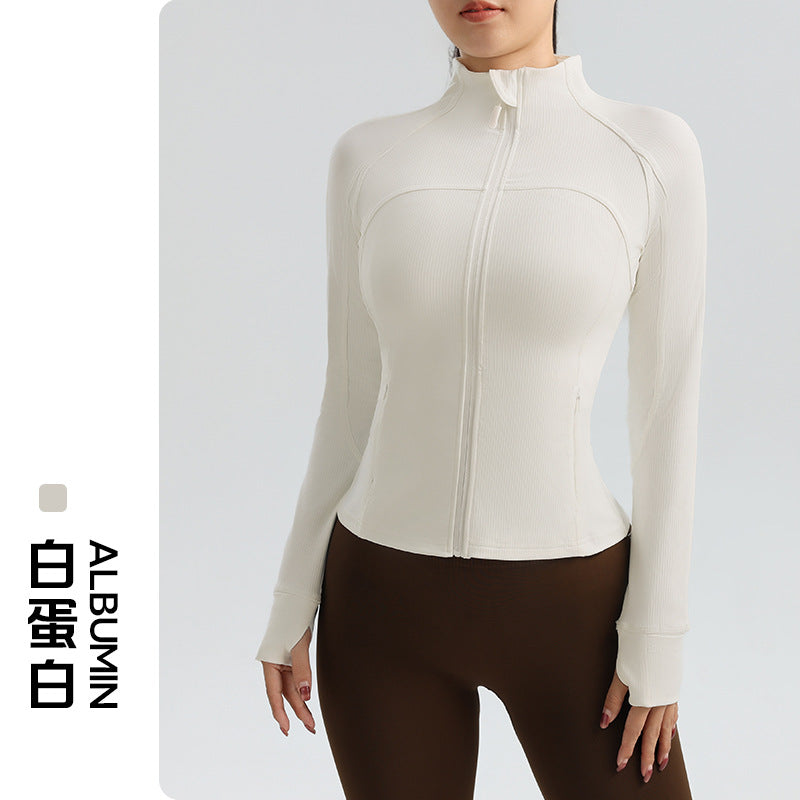Women’s Ribbed Long-Sleeve Zip-Front Activewear Jacket
