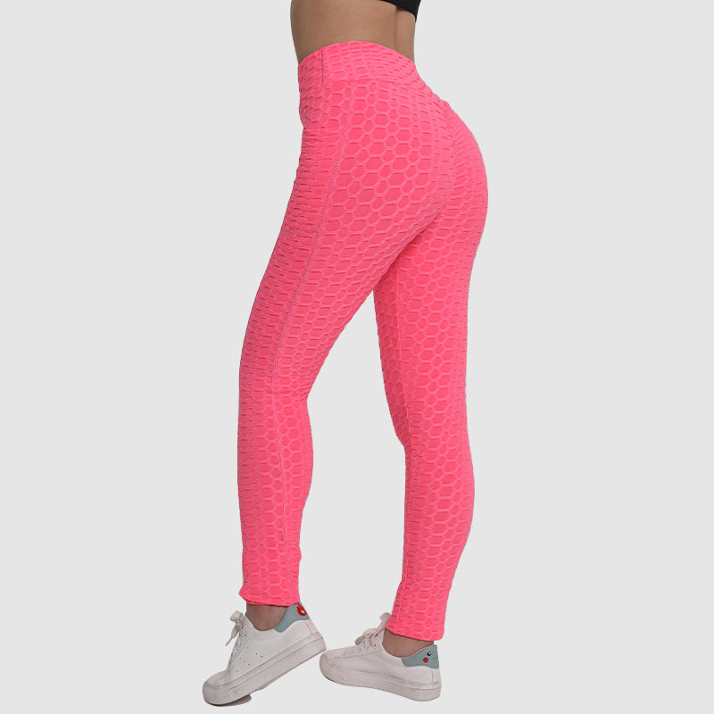 Women’s High-Waist Bubble-Texture Leggings with Side Pockets