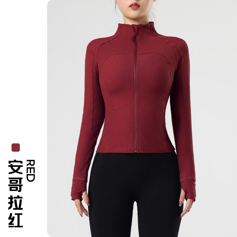 Women’s Ribbed Long-Sleeve Zip-Front Activewear Jacket