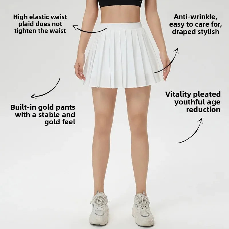 Women’s High-Waist Pleated Tennis Skort with Pocket